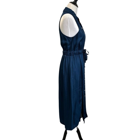 CINQ A SEPT  Womens Joyce Sleeveless Tie Waist Satin Midi Dress Sz 4 Button Up - Picture 6 of 16